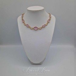 Collier- Chaine et Strass - ROSE