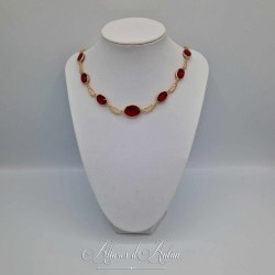 Collier- Chaine et Strass - ROUGE