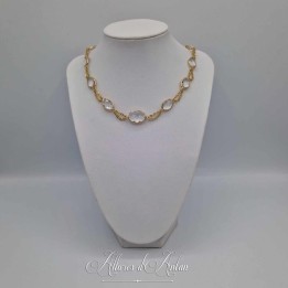 Collier- Chaine et Strass - BLANC