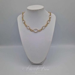 Collier- Chaine et Strass - BLANC