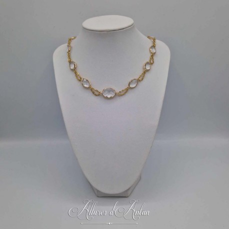 Collier- Chaine et Strass - BLANC