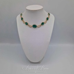 Collier- Chaine et Strass - VERT