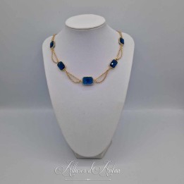 Collier- Chaine et Strass - BLEU