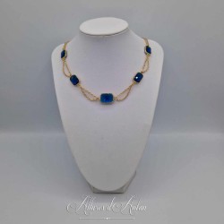 Collier- Chaine et Strass - BLEU