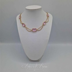Collier- Chaine et Strass - ROSE