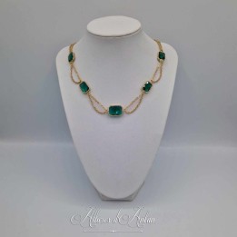 Collier- Chaine et Strass - VERT