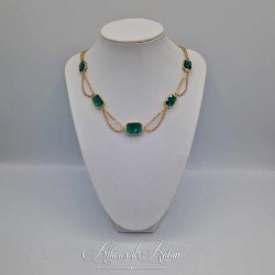Collier- Chaine et Strass - VERT