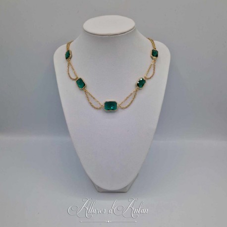 Collier- Chaine et Strass - VERT