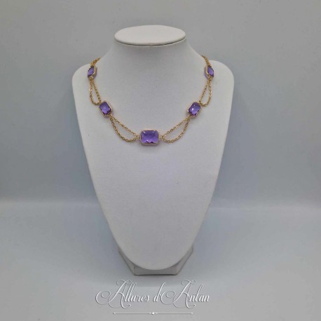 Collier- Chaine et Strass - MAUVE