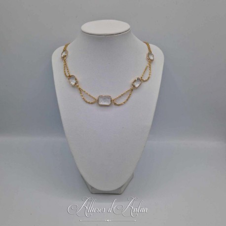 Collier- Chaine et Strass - BLANC