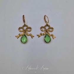 Boucles d'oreilles XVIIIe Noeud - strass VERT CLAIR