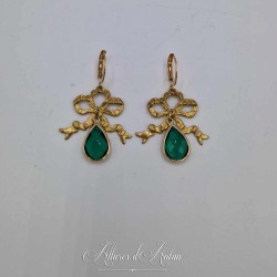 Boucles d'oreilles XVIIIe Noeud - strass VERT