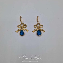 Boucles d'oreilles XVIIIe Noeud - strass BLEU