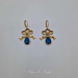 Boucles d'oreilles XVIIIe Noeud - strass BLEU