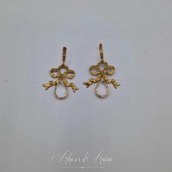 Boucles d'oreilles XVIIIe Noeud - strass BLANC