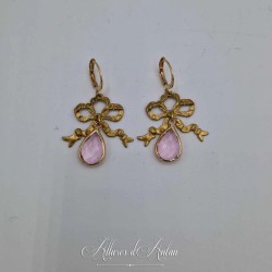 Boucles d'oreilles XVIIIe Noeud - strass ROSE