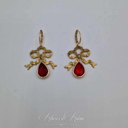 Boucles d'oreilles XVIIIe Noeud - strass ROUGE