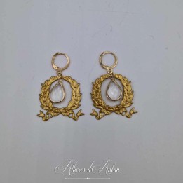 Boucles d'oreilles XVIIIe Noeud - Strass BLANC