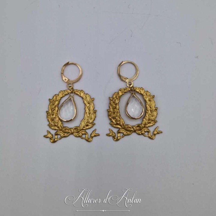 Boucles d'oreilles XVIIIe Noeud - Strass BLANC
