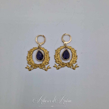 Boucles d'oreilles XVIIIe Noeud - Strass VIOLET