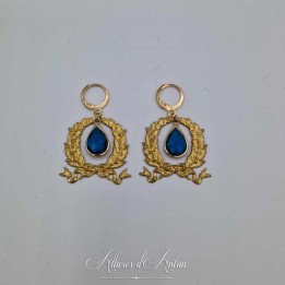 Boucles d'oreilles XVIIIe Noeud - Strass BLEU