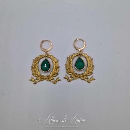 Boucles d'oreilles XVIIIe Noeud - Strass VERT
