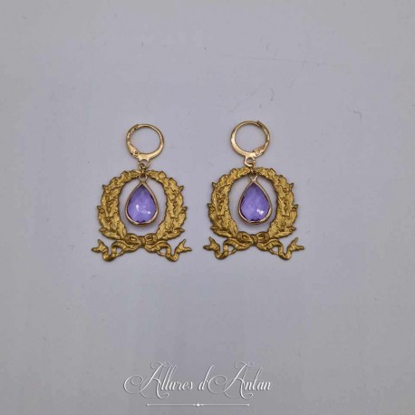 Boucles d'oreilles XVIIIe Noeud - Strass MAUVE