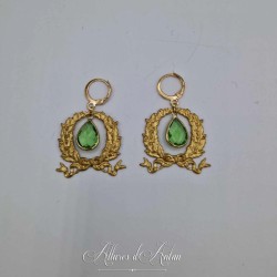 Boucles d'oreilles XVIIIe Noeud - Strass VERT CLAIR