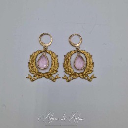 Boucles d'oreilles XVIIIe Noeud - Strass ROSE