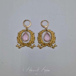 Boucles d'oreilles XVIIIe Noeud - Strass ROSE