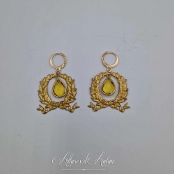 Boucles d'oreilles XVIIIe Noeud - Strass JAUNE