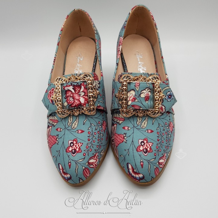 TRIANON - INDIENNE - Chaussures (1750-1790) Bleu