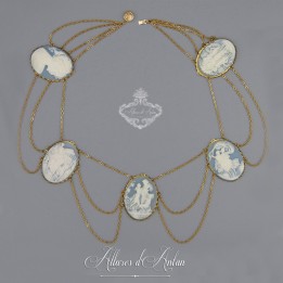 Collier 5 Camées - Bleu