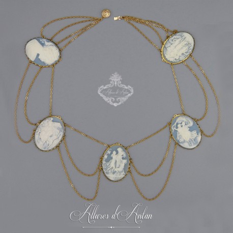 Collier Empire Camées - Bleu