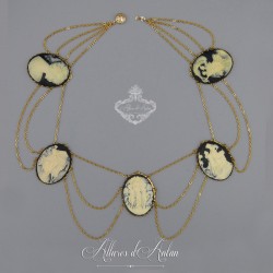 Collier 5 Camées - Bleu