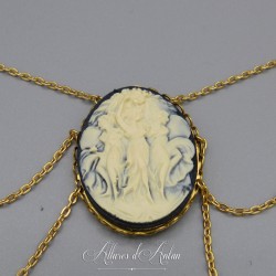 Collier 5 Camées - Bleu