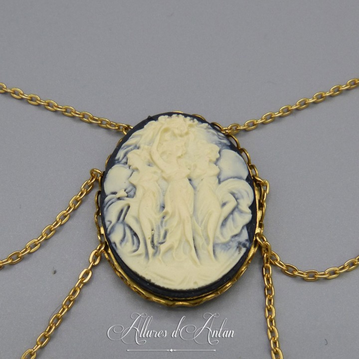 Collier Empire Camées - Noir
