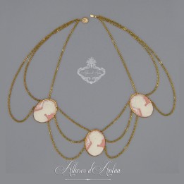 Collier 5 Camées - Bleu
