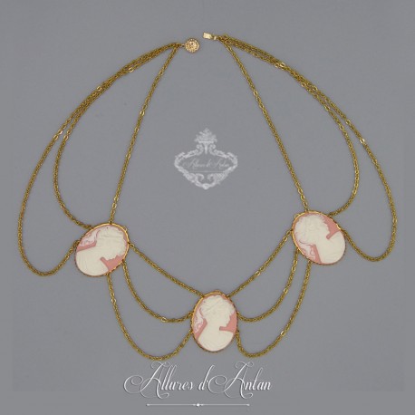 Collier Empire Camées - Corail