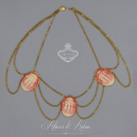 Collier Empire Camées - Corail