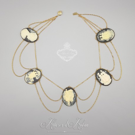 Collier Empire Camées - Noir