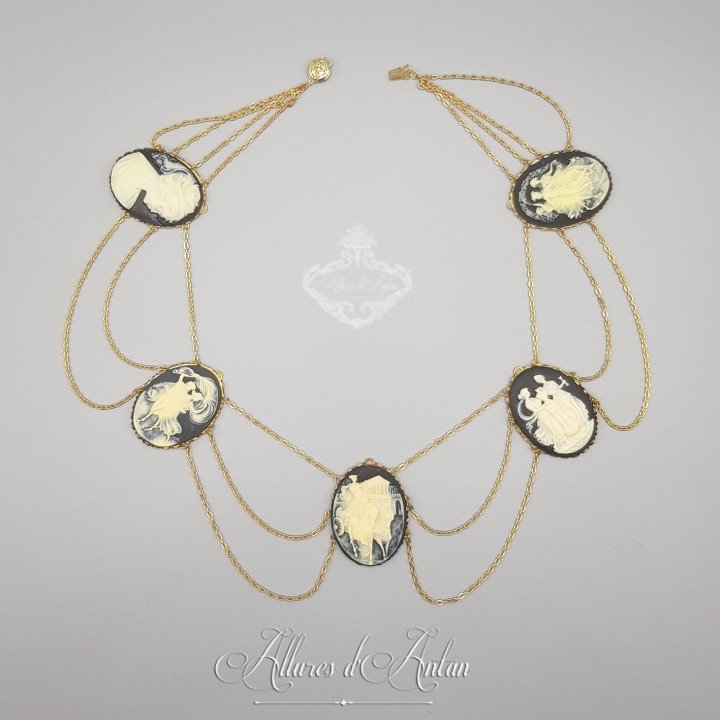 Collier Empire Camées - Noir