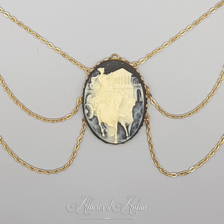 Collier 5 Camées - Bleu