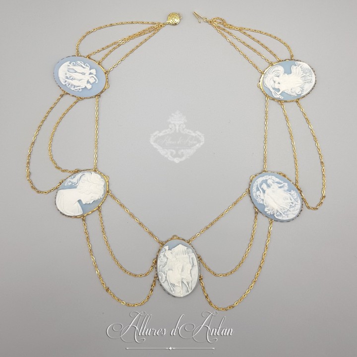 Collier Empire Camées - Bleu