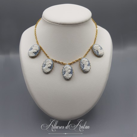 Collier Camées - Bleu