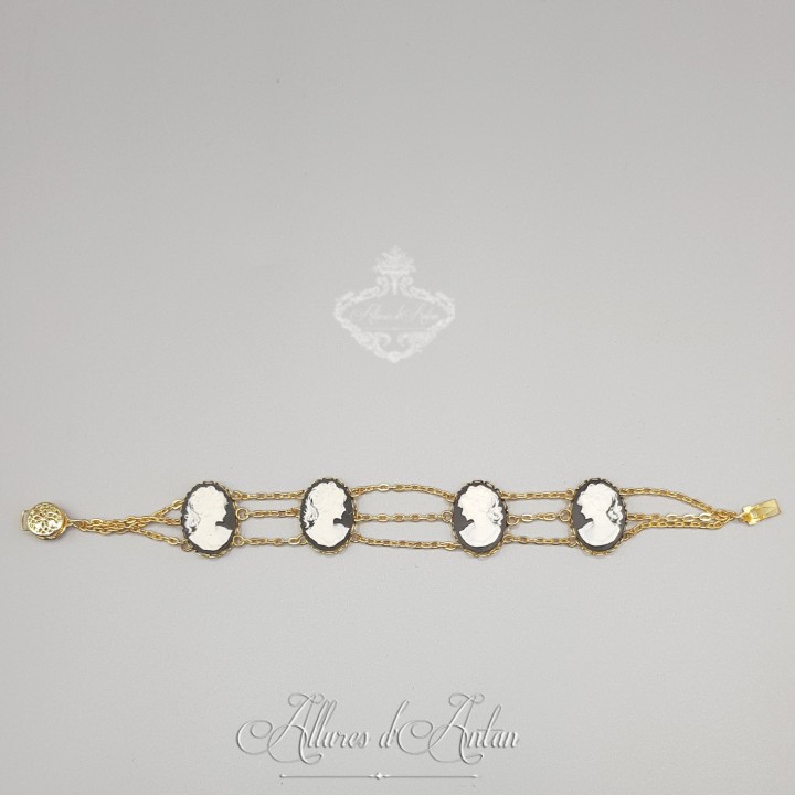 Collier 5 Camées - Bleu