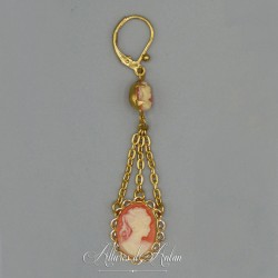 Boucles d'oreilles camées face à face - Corail