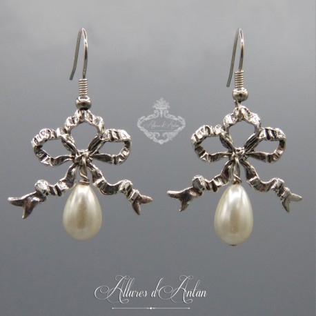 Boucles d'oreilles XVIIIe Noeud - Argenté