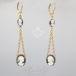 Boucles d'oreilles camées Noir/Ivoire