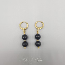 Boucles d'oreilles Agate Noire - Doré